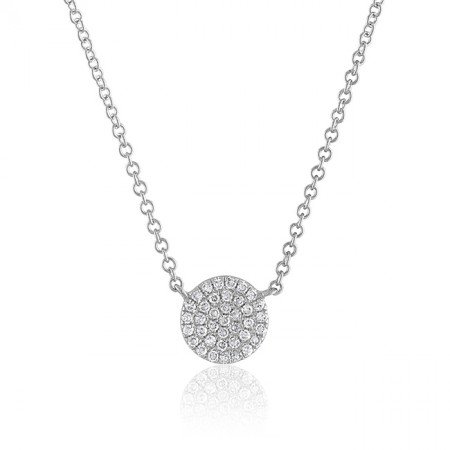 Pave Diamond Disc Necklace 