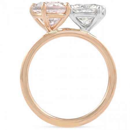 Oval Morganite and Cushion Moissanite Duo Ring