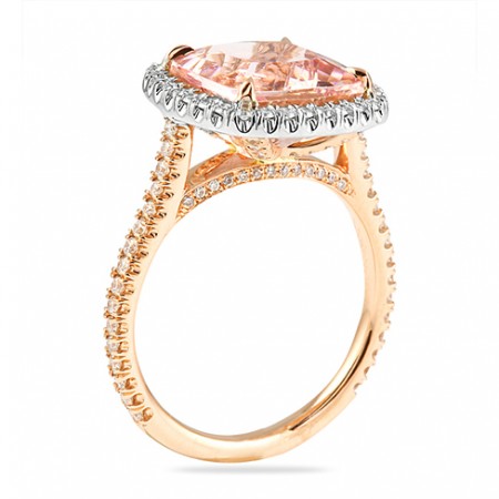 LARGE CUSHION CUT MORGANITE HALO RING