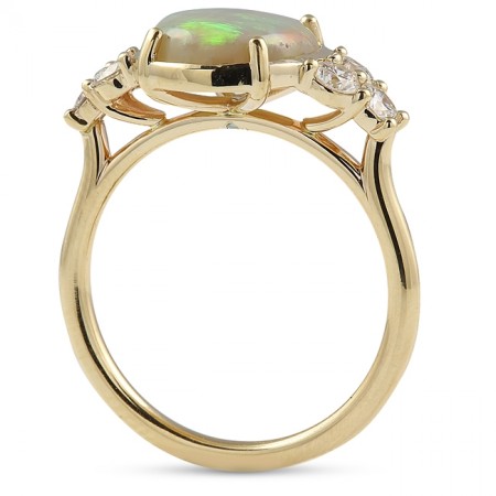 White Opal and Diamond Engagement Ring