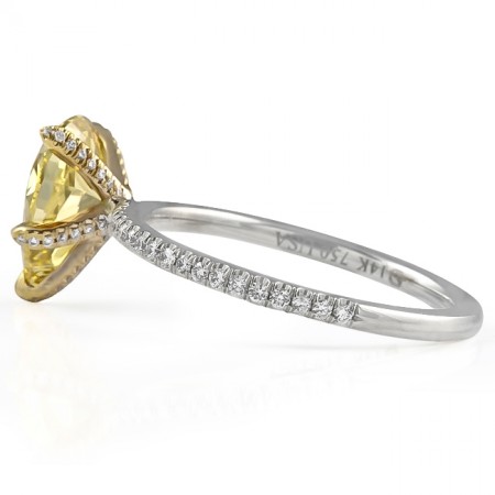 1.62 Carat Fancy Orange-Yellow Pear Shape Diamond Ring flat