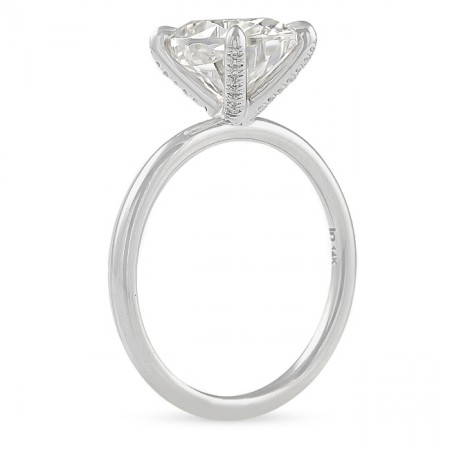 Oval Moissanite Pave Prong Solitaire Engagement Ring white gold front view