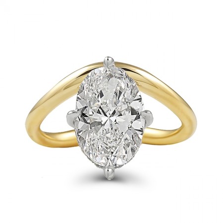 3 carat Oval Diamond Compass Prong Solitaire Ring front