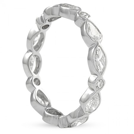 Mixed Diamond Shape Bezel Set Eternity Band  white gold front view