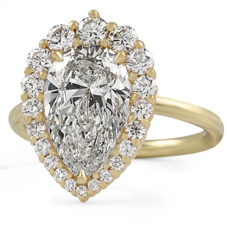 2.80 carat Pear Shape Diamond Graduated Halo Ring
