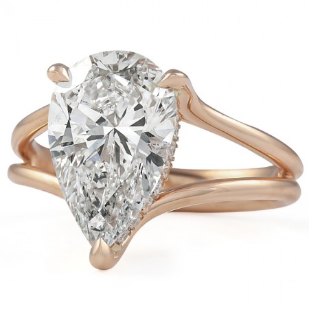 3ct Lab Grown Pear Shape Diamond Split Band Ring face