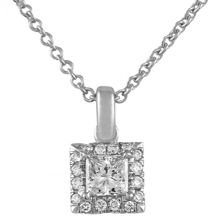 Petite Princess Diamond Halo Pendant product shot