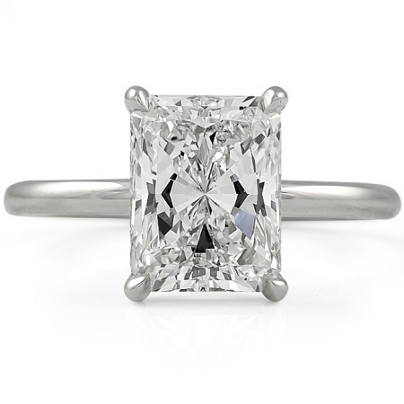 2.5 carat Radiant Cut Diamond Solitaire Engagement Ring flat