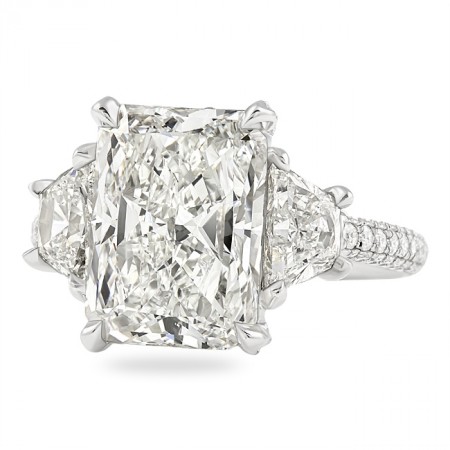 3.7 Carat Radiant Cut Diamond Three-Stone Engagement Ring top