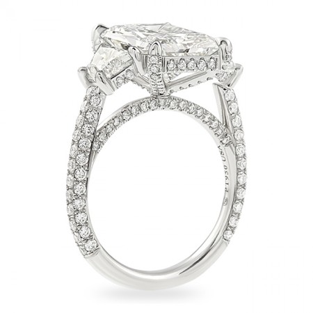 3.7 Carat Radiant Cut Diamond Three-Stone Engagement Ring top
