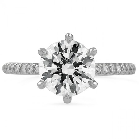 1.90 carat Round Diamond 6-Pave Prong Engagement Ring top