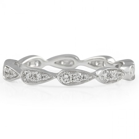 Round Diamonds in Pear Shape Bezel Eternity Band flat lay