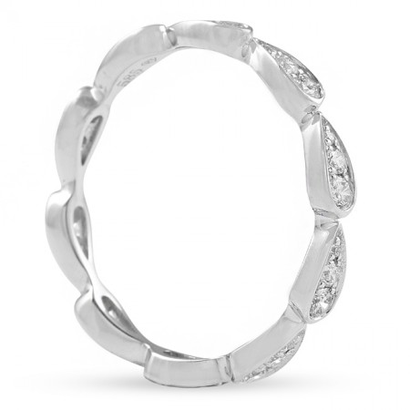 Round Diamonds in Pear Shape Bezel Eternity Band flat lay