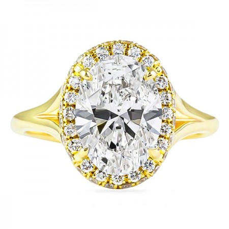 2.50 Carat Oval Diamond Yellow Gold Engagement Ring flat