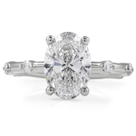2 carat Oval Diamond Super Slim Engagement Ring flat
