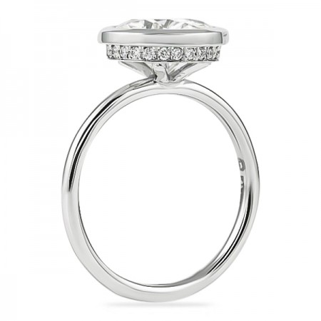 Round Moissanite Bezel Set Engagement Ring flat