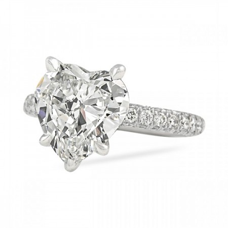 heart shape diamond three row band ring