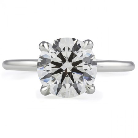 2.50 carat Round Diamond Lotus Solitaire Engagement Ring flat