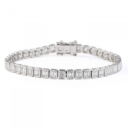 6.89 carat Bezel Set Emerald Cut Diamond Tennis Bracelet round