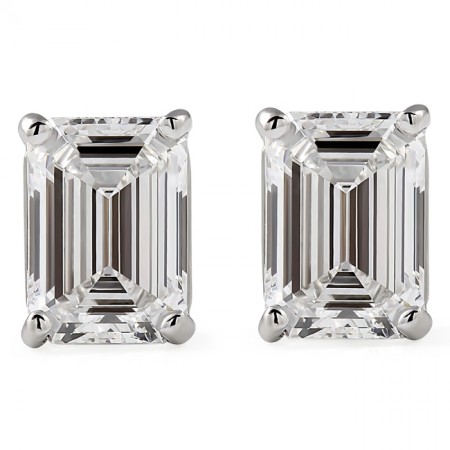 4 carat TW Emerald Cut Lab Diamond Studs front