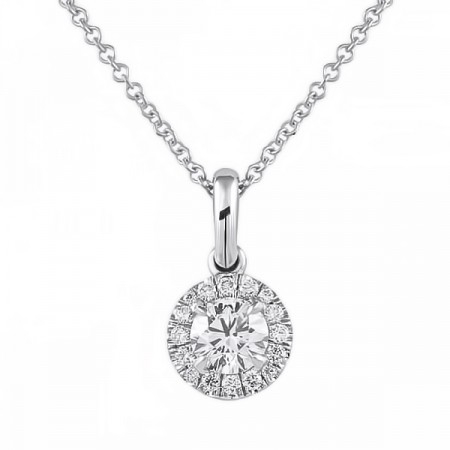 Petite Round Diamond Halo Pendant