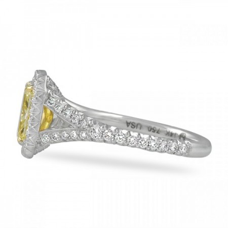 2.20ct Yellow Radiant Cut Diamond Halo Engagement Ring flat