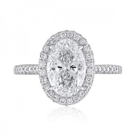 2 carat Oval Diamond Double-Edge Halo Cathedral Engagement Ring front