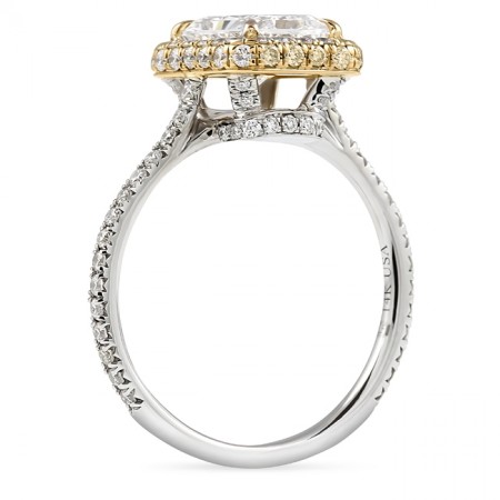 1.51 carat Radiant Cut Double Edge Halo Two-Tone Super Slim Ring flat