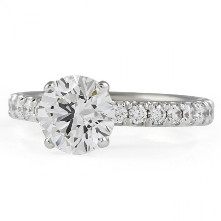 1.50 carat Round Diamond Four Prong Engagement Ring flat