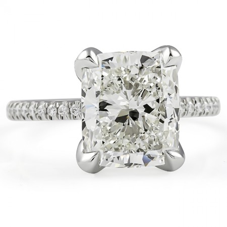 4 carat Cushion Cut Diamond Lotus Prong Engagement Ring profile