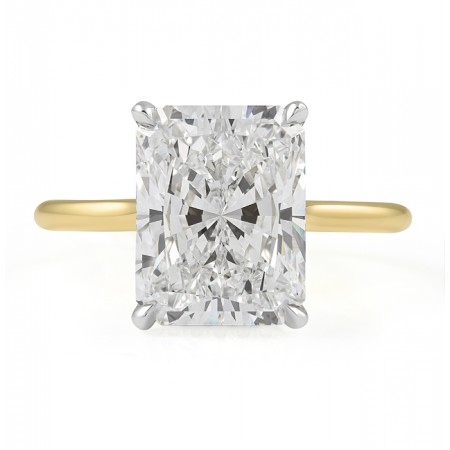 4.50 Radiant Cut Two-Tone Solitaire Signature Wrap Ring flat
