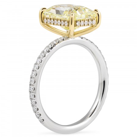 3.62 carat Fancy Yellow Radiant Two-Tone Ring flat