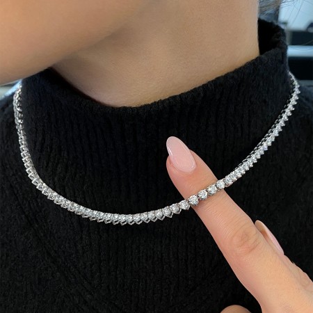 16.80 carat TW Lab Diamond Three Prong Tennis Necklace