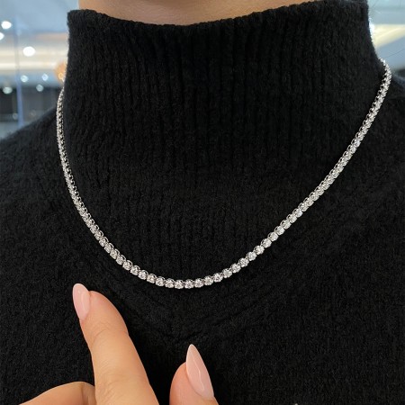 7.21 carat TW Lab Diamond Illusion Set Tennis Necklace full