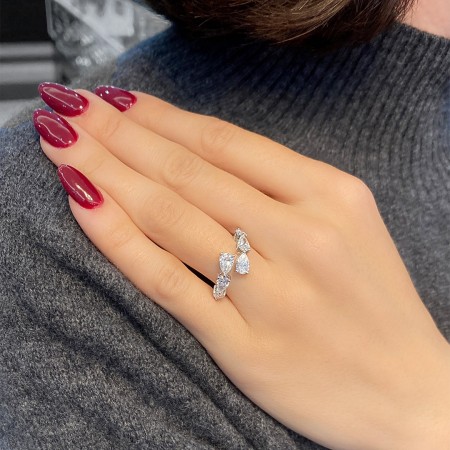 1.83 carat TW Pear Shape Lab Diamond Crossover Band flat