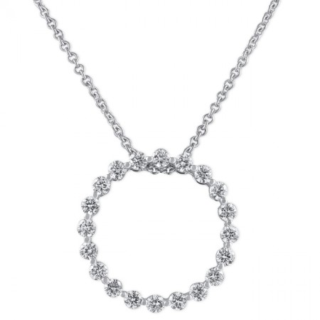 Single Prong Set Diamond Circle Pendant 