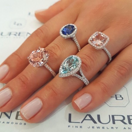 Aquamarine Pear and Diamond Ring