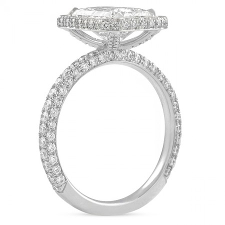2.62 carat Radiant Cut Diamond Halo Three-Row Ring flat