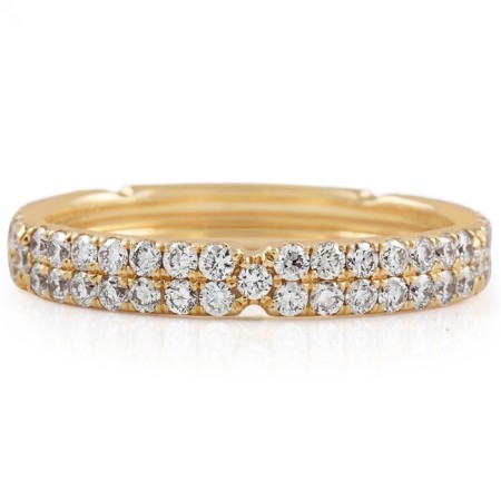 Two-Row Rose Gold Pave Wedding Band