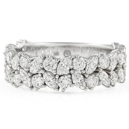 Marquise and Round Diamond Cluster Band top