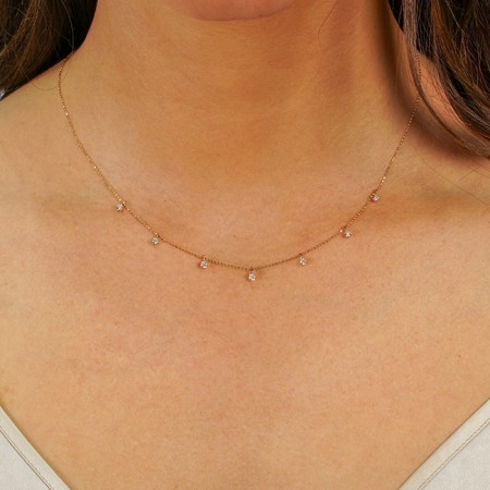Rose Gold Floating Diamond Necklace