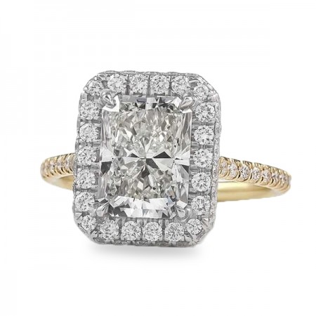 2.17 carat Lab Grown Radiant Cut Diamond Halo Ring top