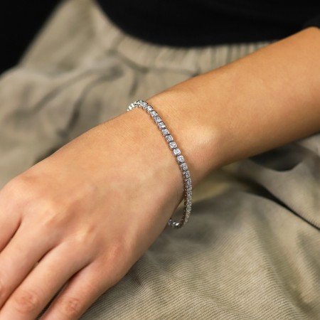 3.47 carat Bezel Set Asscher Diamond Tennis Bracelet round