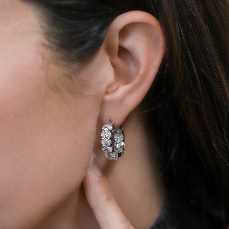 6.25 carat Oval Shape Lab Diamond In-Out Huggies front