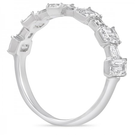 Asscher & Emerald Cut Diamond Halfway Wedding Band