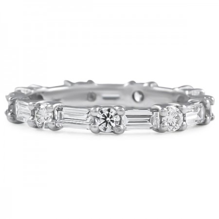 Alternating Round and East-West Baguette Eternity Band flat