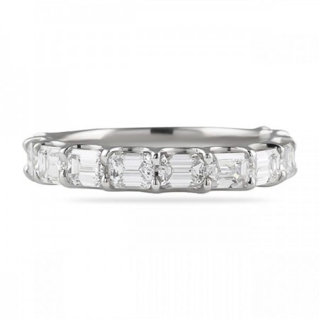 1.95ct East-West Emerald Cut Diamond U-Shape Platinum Band flat
