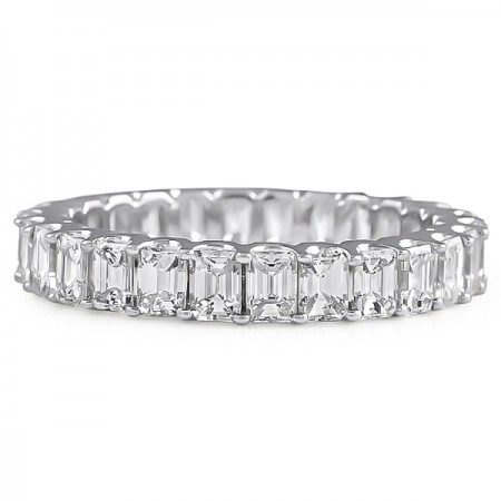 Emerald Cut Diamond U-Shape Eternity Band flat