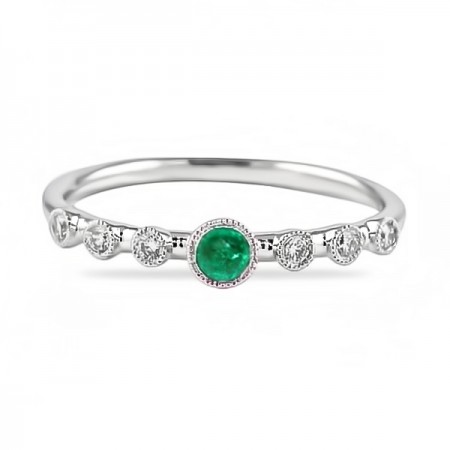 sapphire and Diamond Bezel Set Stacking Ring 