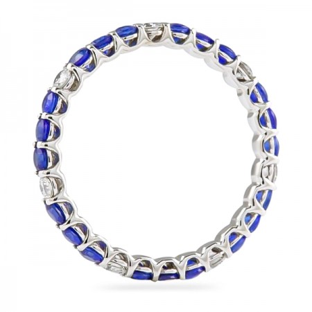 Sapphire and Diamond Shared Prong Eternity Band flat